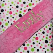 Minky Bubble Print Blanket - Fuchsia-Lime/Minky Dot-Hot Pink Minky Bubble Print Blanket - Fuchsia-Lime/Minky Dot-Hot Pink