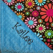Minky Flower Child Print Blanket - Island/Minky Dot-Turquoise Minky Flower Child Print Blanket - Island/Minky Dot-Turquoise