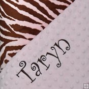 Minky Animal Print Blanket - Zebra-Brown & Pink/Minky Dot-Baby Pink Minky Animal Print Blanket - Zebra-Brown & Pink/Minky Dot-Baby Pink