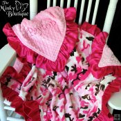 Custom Minky Baby Blanket with Satin Ruffle Custom Minky Baby Blanket with Satin Ruffle
