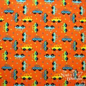 Minky Studio Collection Beep Beep Print Fabric - Orange Minky Studio Collection Beep Beep Print Fabric - Orange
