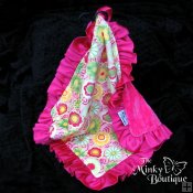 Custom Minky Security Blanket with Satin Ruffle Custom Minky Security Blanket with Satin Ruffle