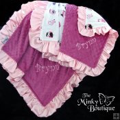 Custom Minky Baby & Security Gift Set with Satin Ruffle Custom Minky Baby & Security Gift Set with Satin Ruffle